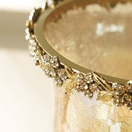 Amber Crackled Tall Glass Hurricane - Small