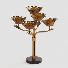 Bronze Lotus Shaped 5 Arm Candelabra