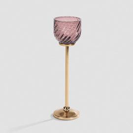 Light Pink Swirl Texture Candle Holder with Stand - Large