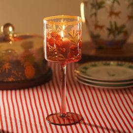 Old Rose & Gold Glass Stem Candle Holder - Large