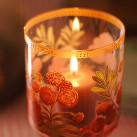 Old Rose & Gold Glass Stem Candle Holder - Large