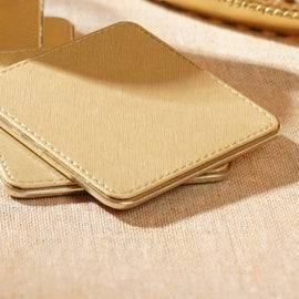 Set of 4 Gold Faux Leather Coasters