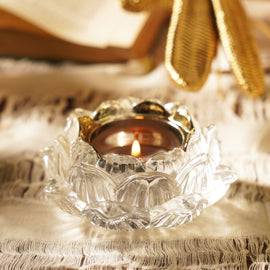 Set of 2 Silver Lotus Shaped Tealight Holders