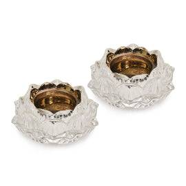 Set of 2 Silver Lotus Shaped Tealight Holders