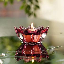 Set of 2 Old Rose Floral Shaped Tealight Holder