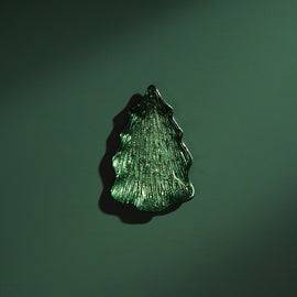 Green Christmas Tree Shaped Glass Decorative Platter - Small