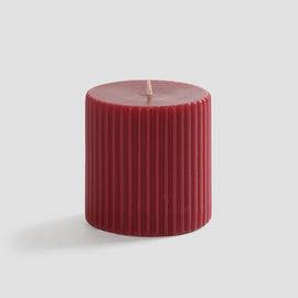 Red Ribbed Pillar Candle