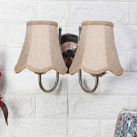 Devansh Dual Steel Metal  Wallmounted Lamp With Beige Jute  Shade