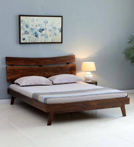 Asher Solid Wood King Size Non Storage Bed In Provincial Teak Finish