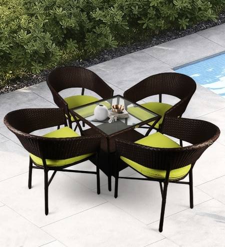 Geelong Wicker Table And Chair Set  Brown Dual Tone Finish