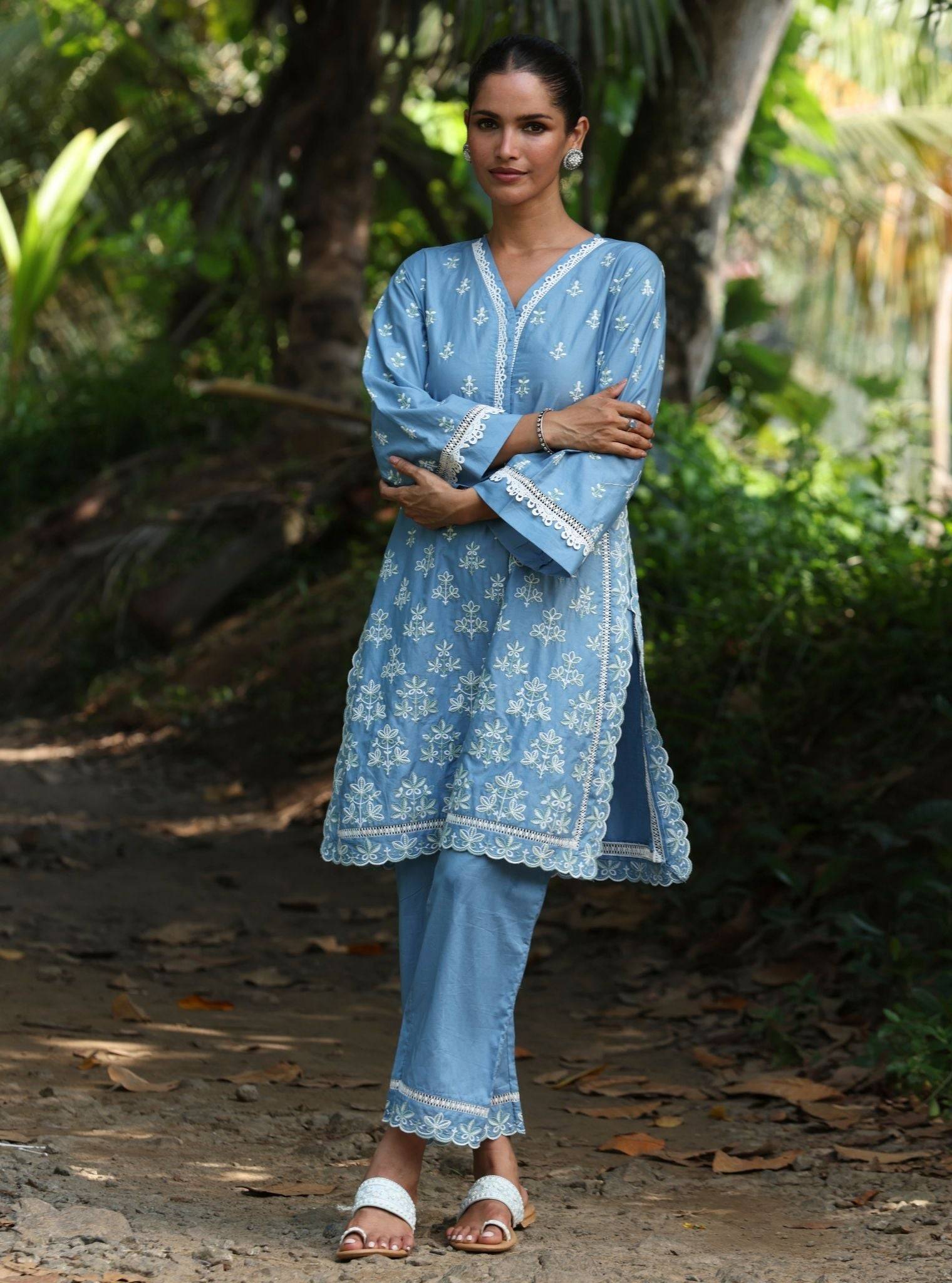 Rith Supima Cotton Blue Kurta Set