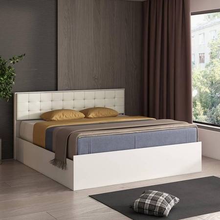 Alvin Queen Bed With Box Storage In Frosty White Color