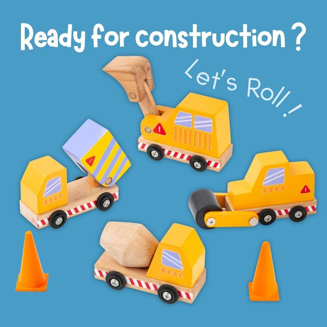 Cots and Cuddles Wooden Construction Vehicle Set for Kids Buy @ ₹1499