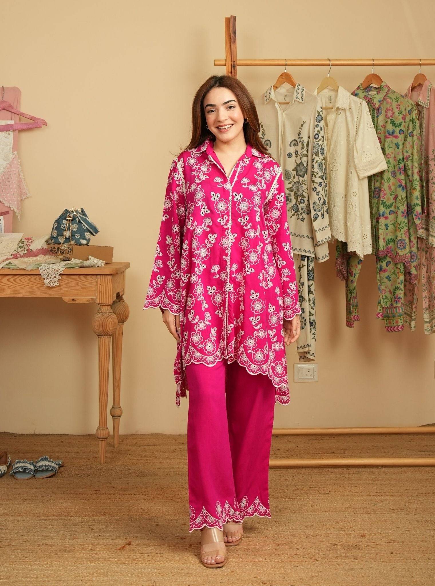 Verena Lawn Fuchsia Shirt & Pant Set