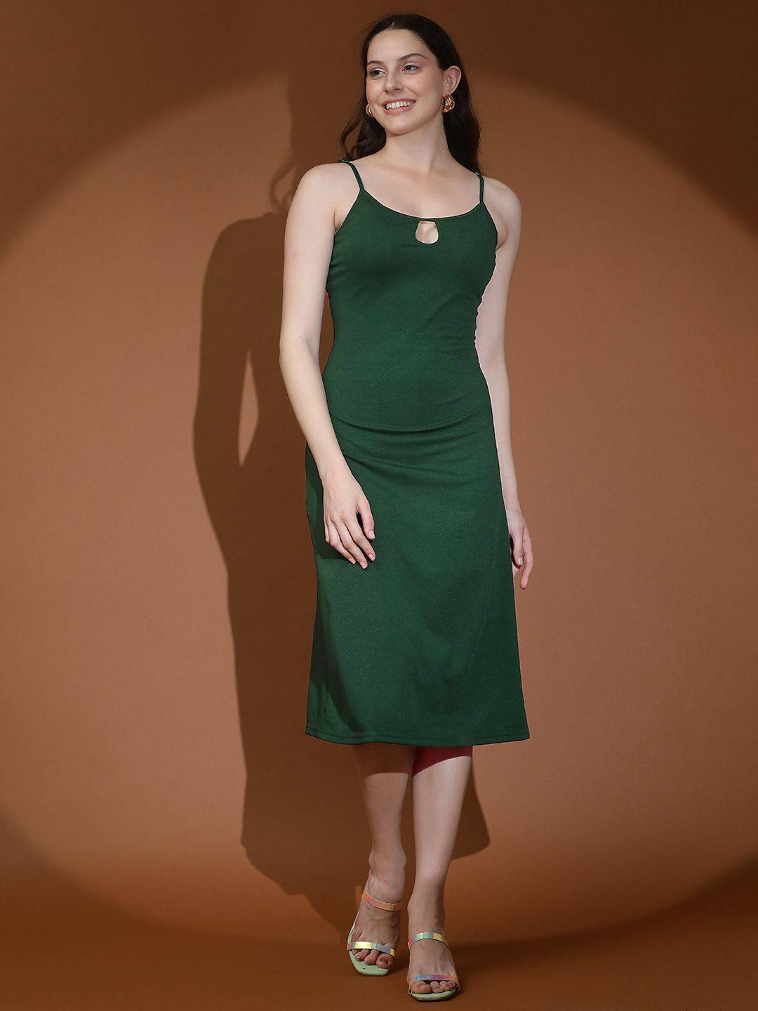Kotty Women Solid A-Line Midi Dress