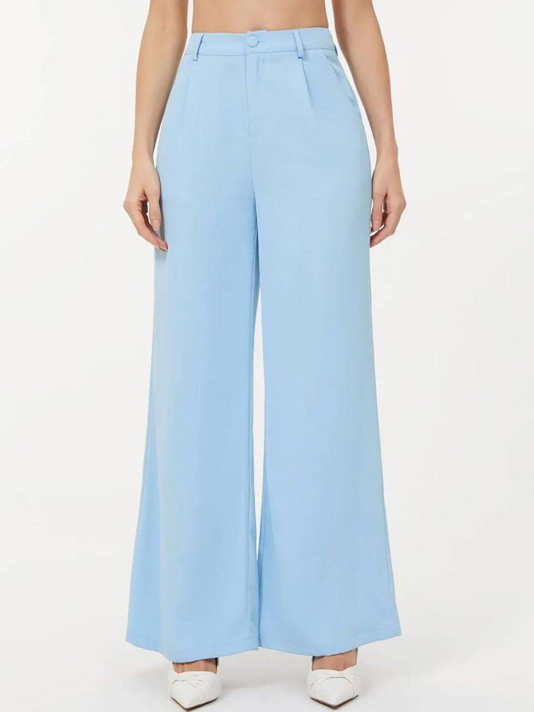 KOTTY BIZwear Basics Women Relaxed Straight Leg Straight Fit High-Rise Easy Wash Trousers