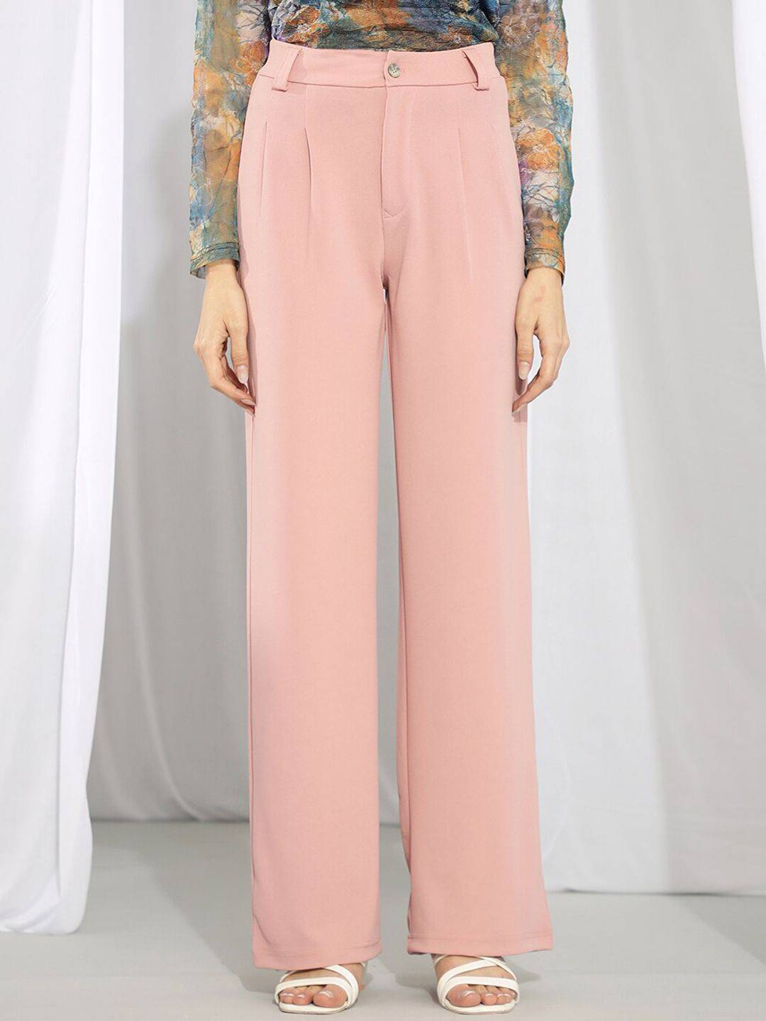 KOTTY BIZwear Women Relaxed High-Rise Straight Fit Trousers