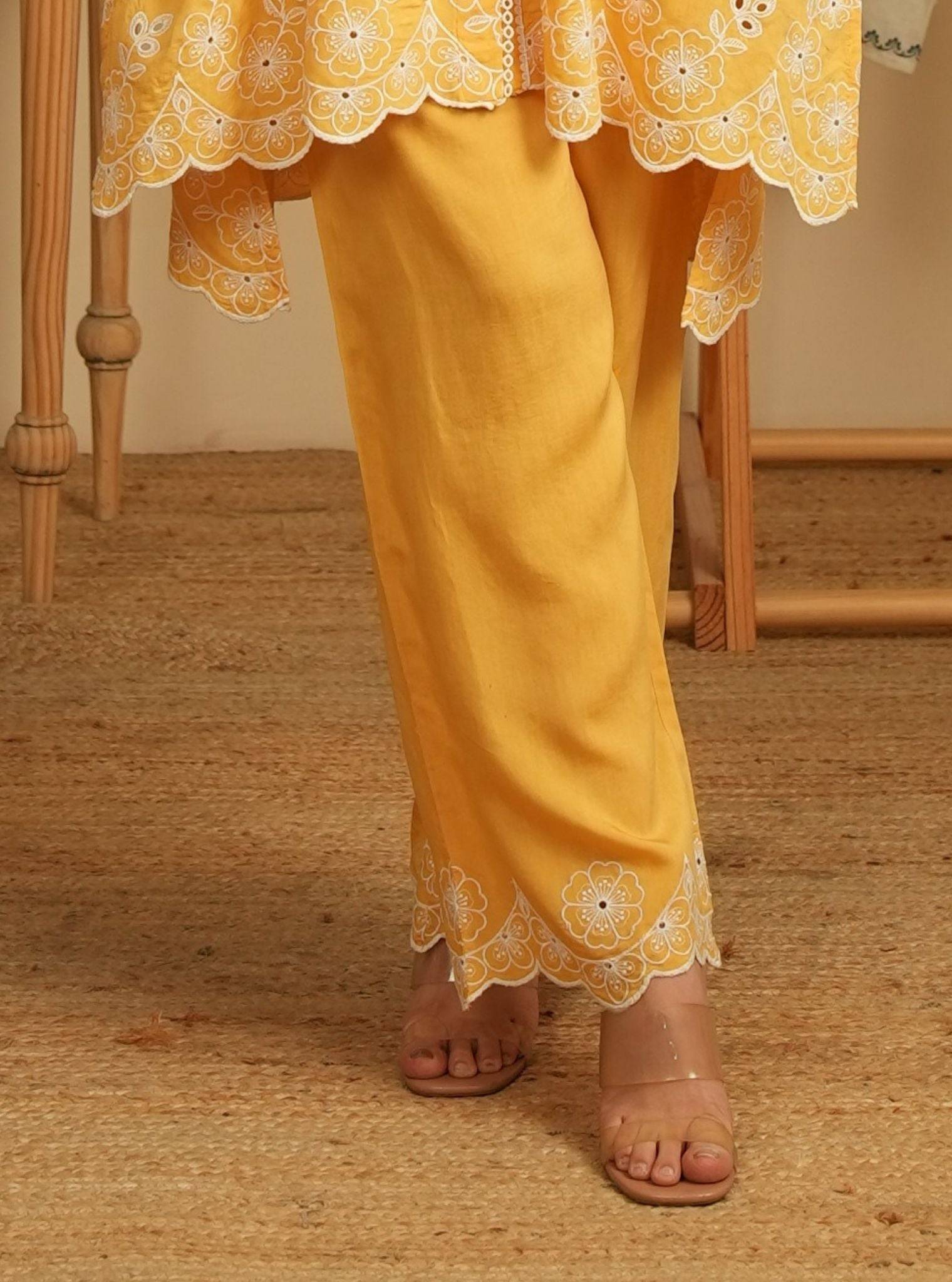 Verena Lawn Mustard Shirt & Pant Set