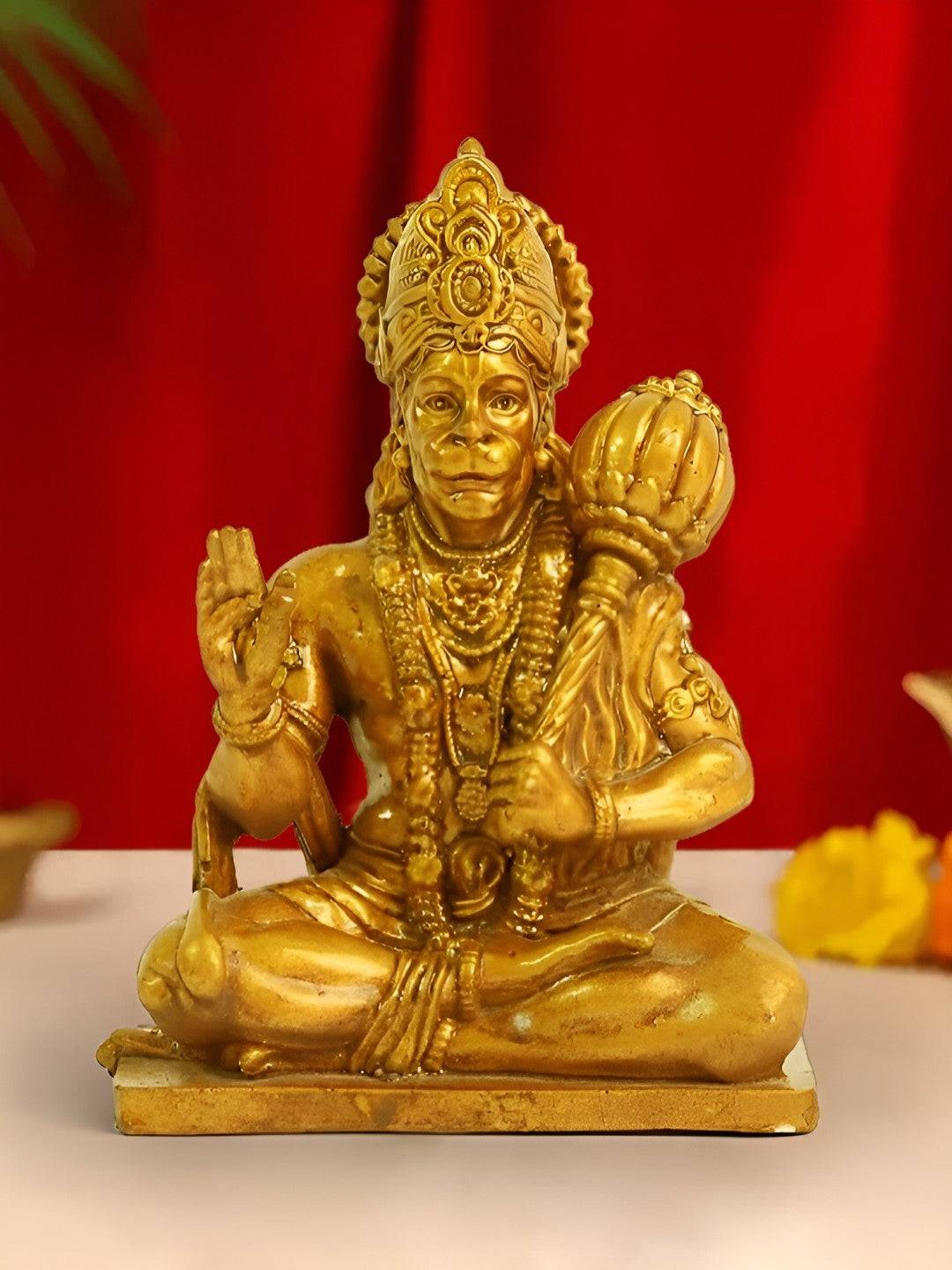 Gold-Toned Lord Bahubali Hanuman Religious Idol