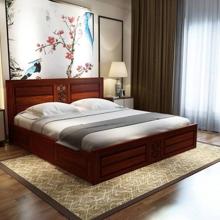 Dyla Sheesham Wood King Size Box Storage Bed In Honey Oak Finish