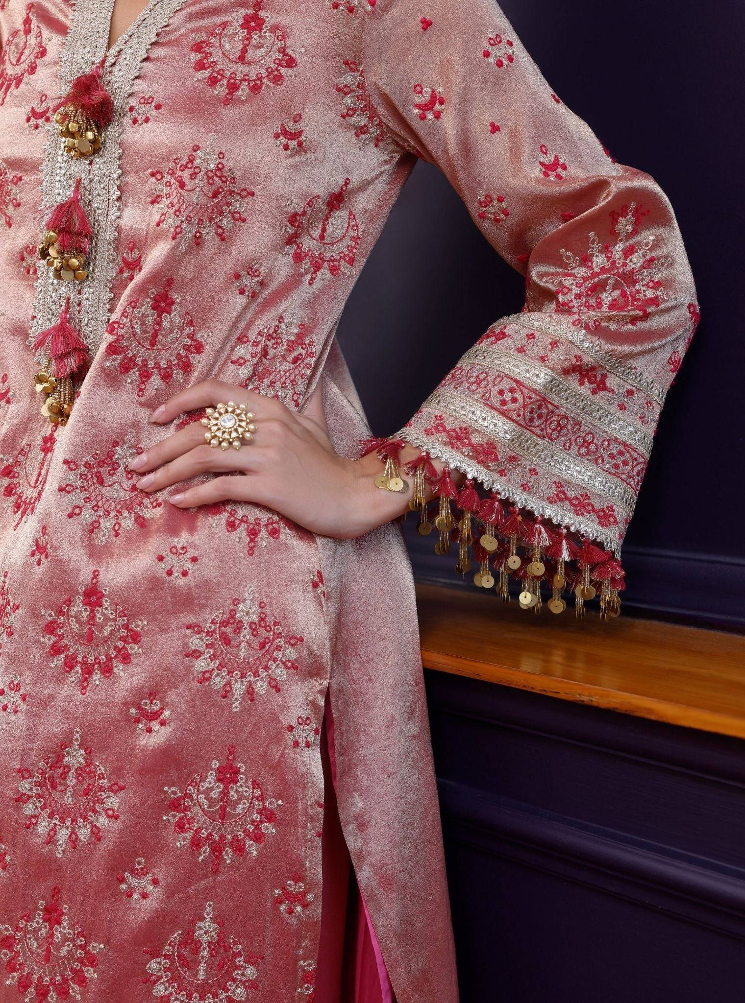 Amie Tissue Fuschia Kurta Set