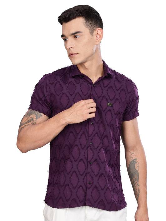 Purple Premium Textured Pattern Shirt