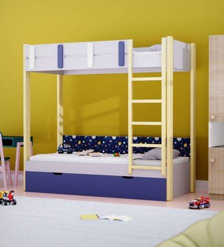 Pine Tree Single Size Bunk Bed In Silver Grey Colour