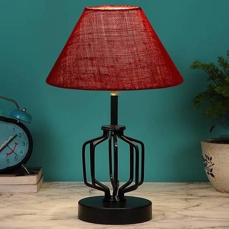 Daleyza Maroon Jute Table lamp with Iron Base