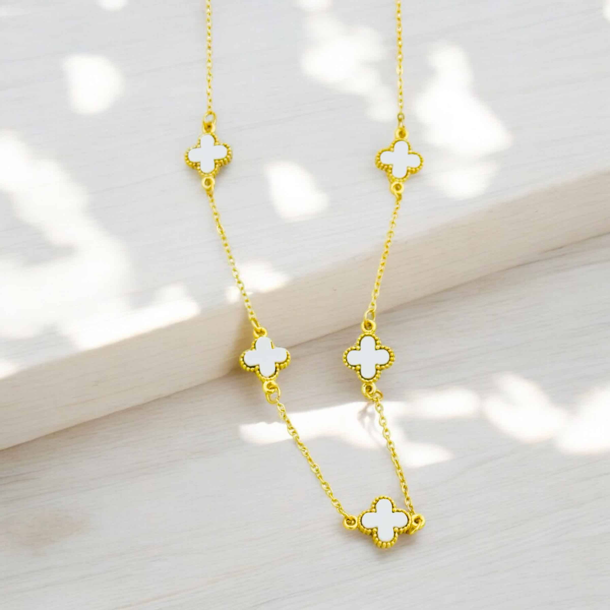 White Five Flower Necklace buy only at ₹99