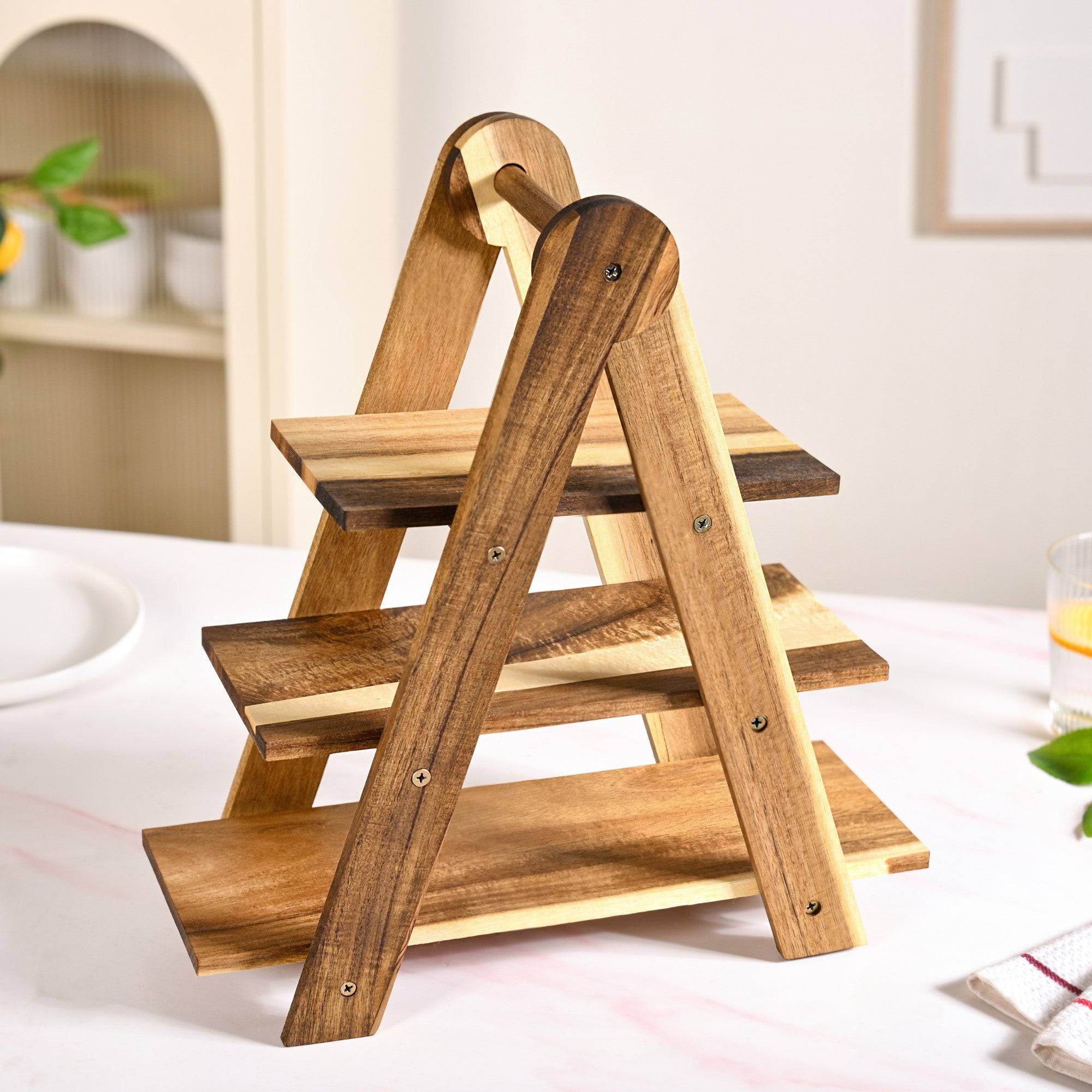 3 Tier Acacia Wood Serving Platter Stand