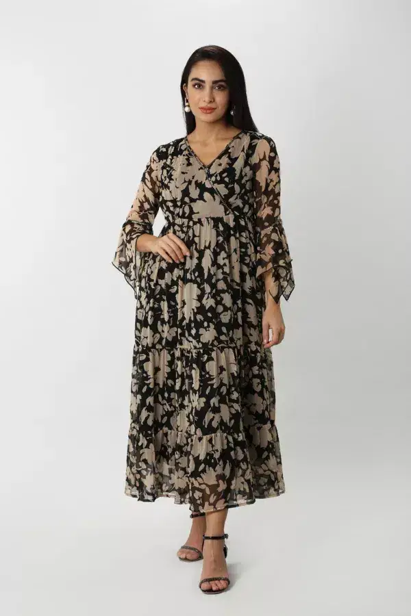 Brown Chiffon Maxi Dress
