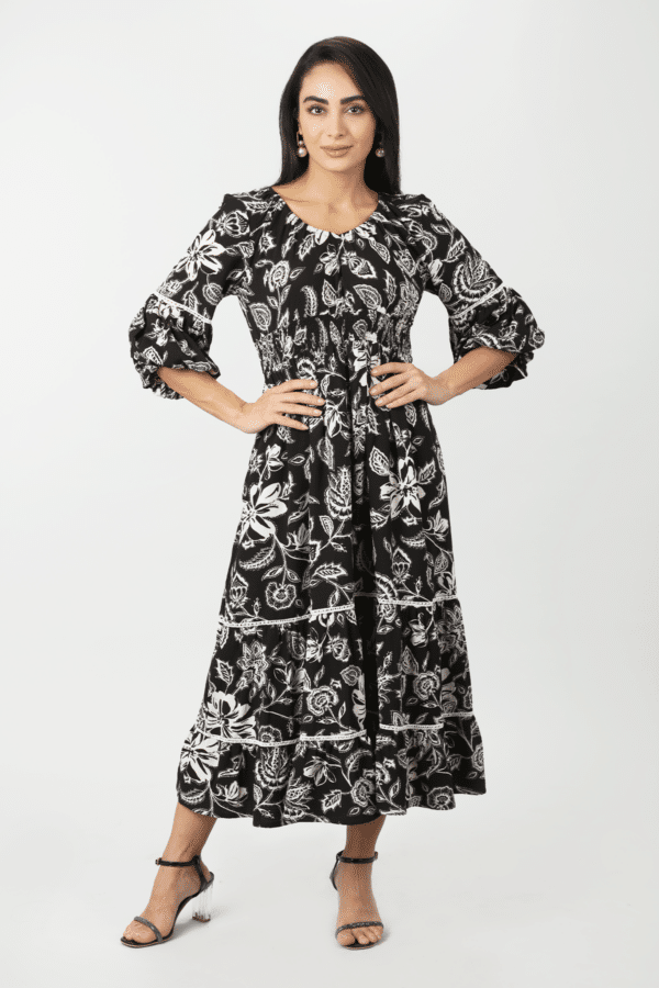 Black Bubble Crepe Dress