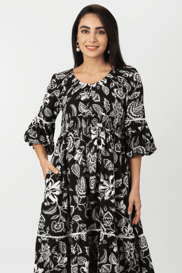 Black Bubble Crepe Dress