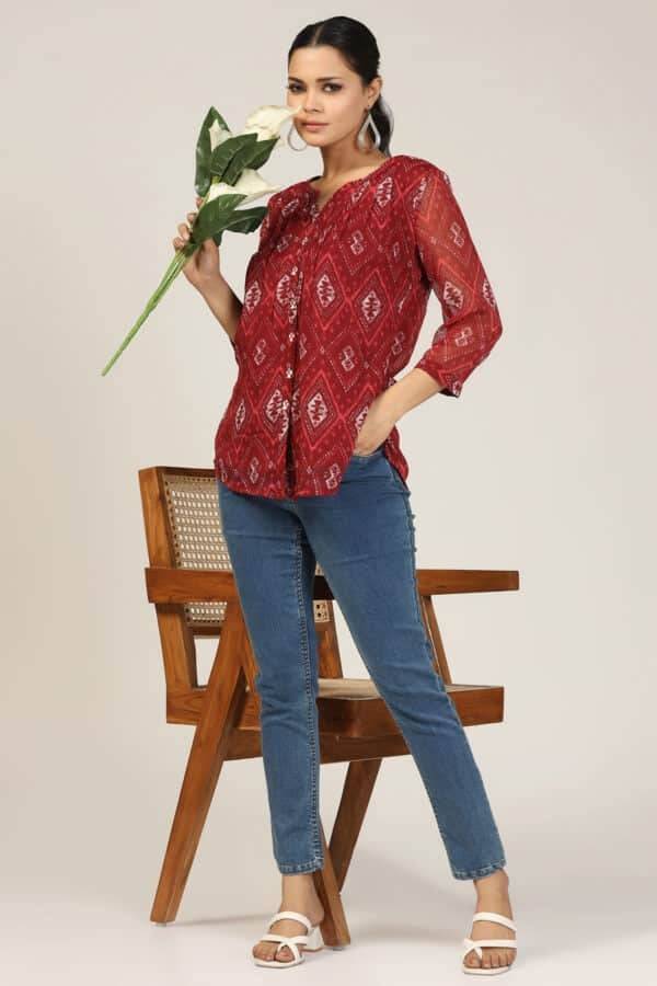 Maroon Chiffon Dream Shirt