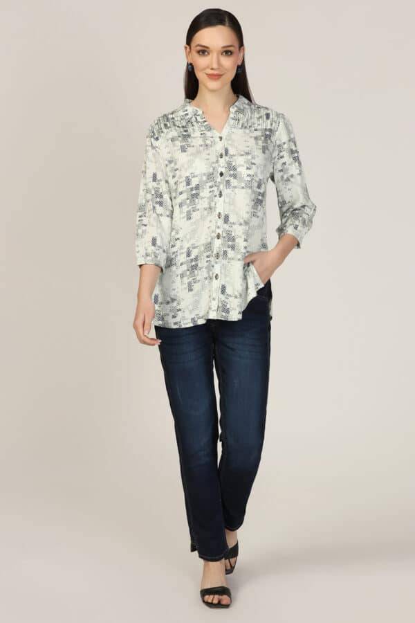 Light Green Rayon Collared Neck Shirt