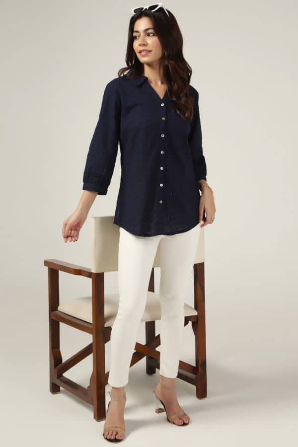 White Lycra Twill Slim Pants