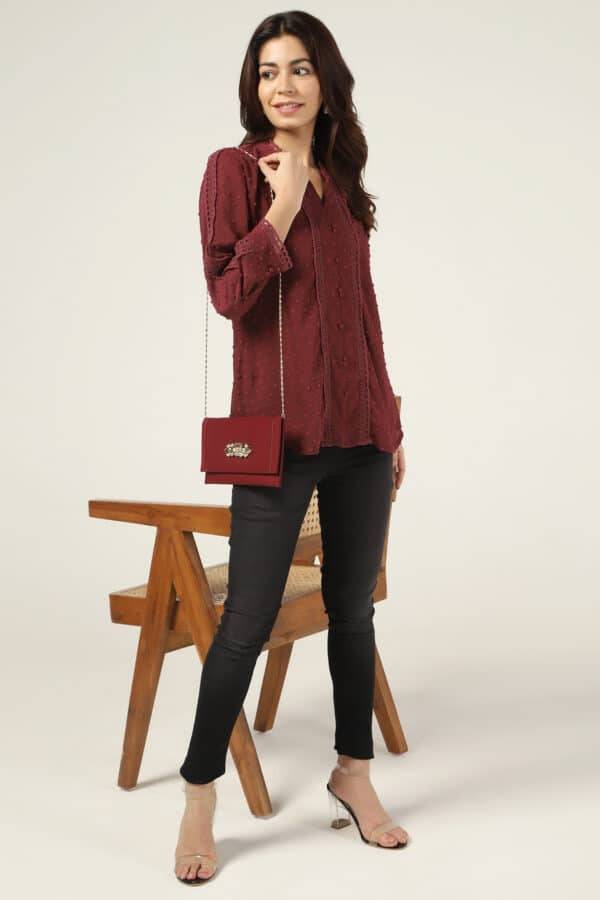 Maroon Printed Georgette Buta Top