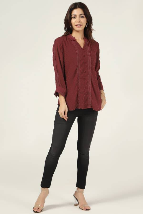 Maroon Printed Georgette Buta Top