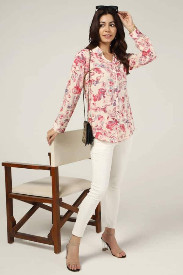 Pink Printed Rayon Shirt