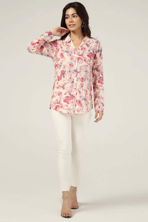 Pink Printed Rayon Shirt