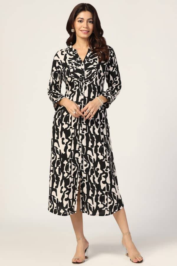 Rayon Pintuck Printed Dress