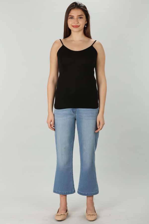 Black Solid Rayon Modal Camisole