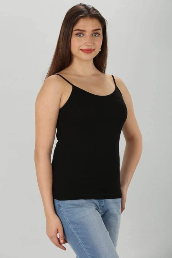 Black Solid Rayon Modal Camisole