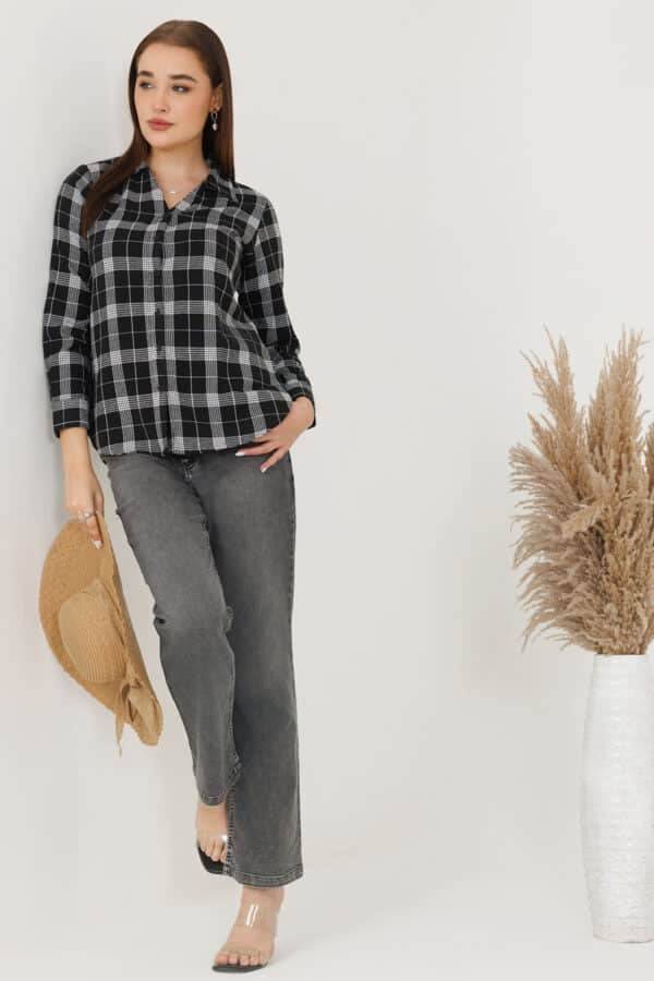 Woolen Check Winter Shirt Black and White