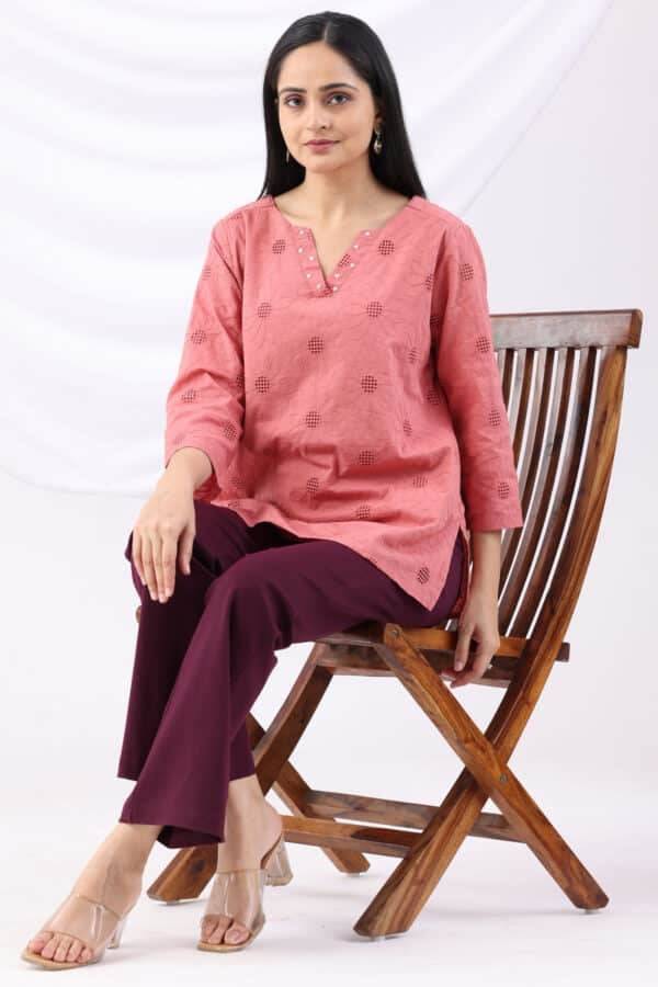 Wine Solid Slim Fit Tencel Roma Spandex Pant