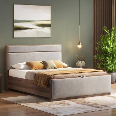 Rio Engineered Wood King Size Hydraulic Storage Bed In Granite Weave