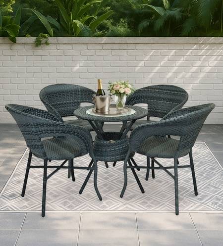 Ballarat  Wicker Table And Chair Set In  Grey Dual Tone Finish