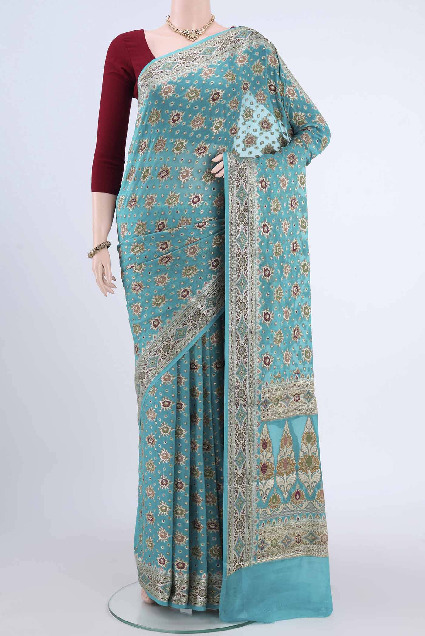 Blue Banarasi Georgette Saree Buy at ₹6953