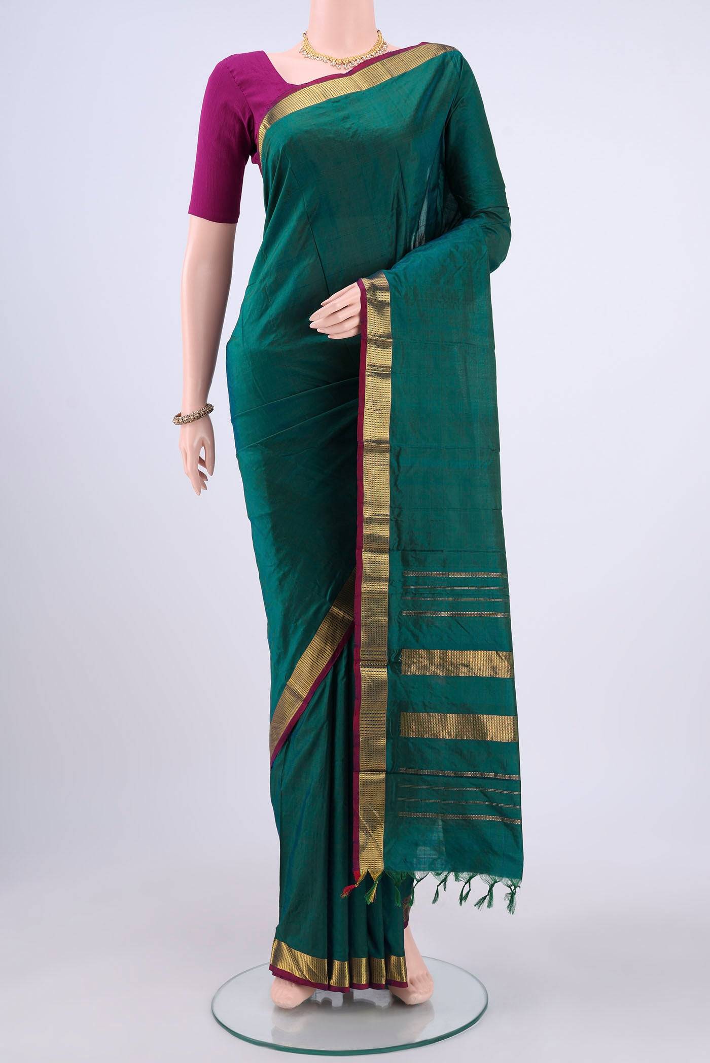 Bottle Green Kanchipuram Silk Saree Buy at ₹7511