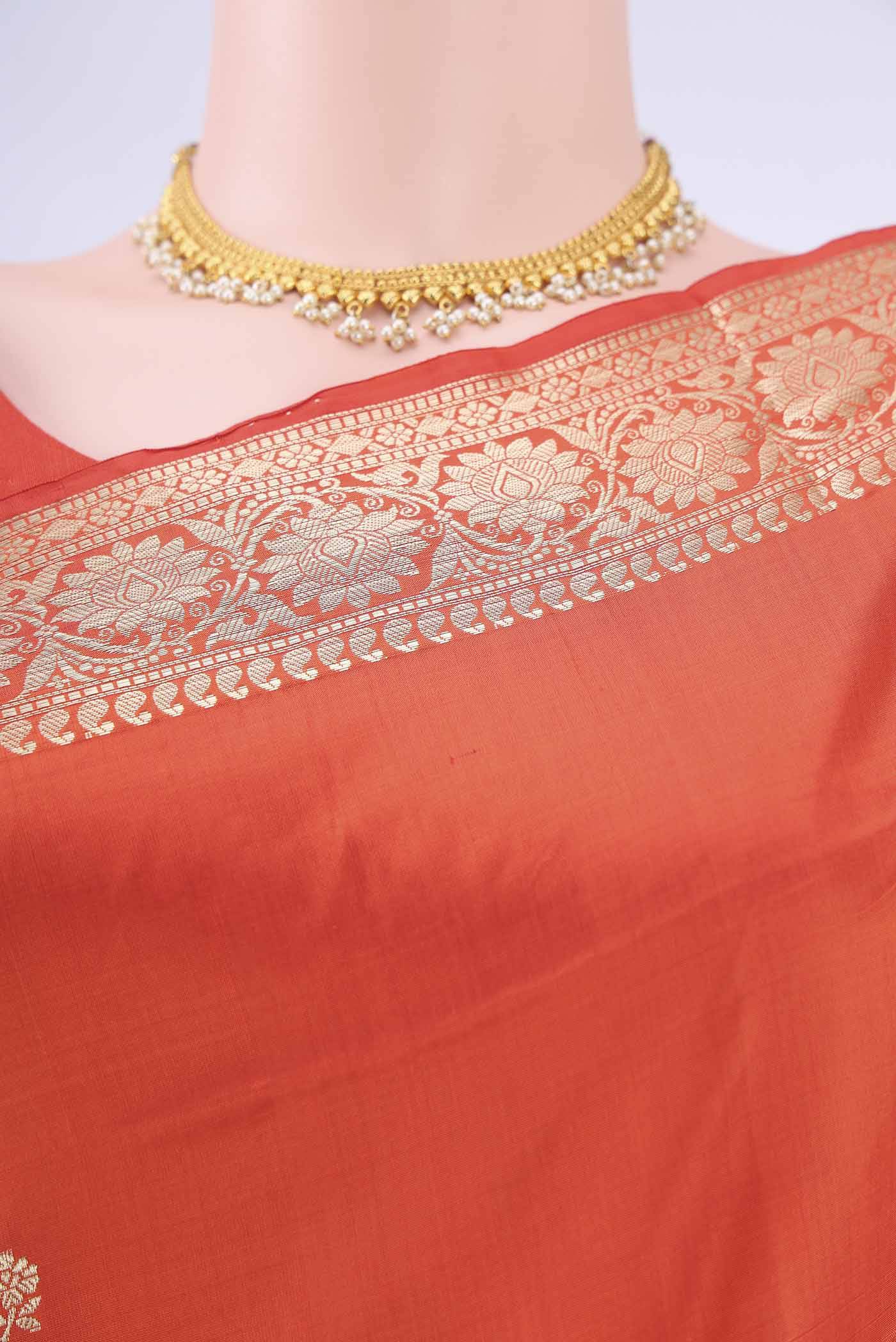 Orange Banarasi Katan Silk Saree Buy at ₹7953